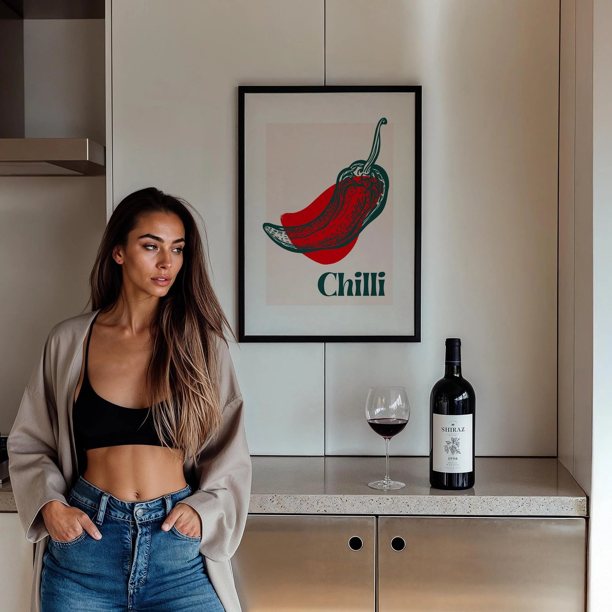 Chilli Acı Biber Sebzeler Mutfak Duvar Tablosu