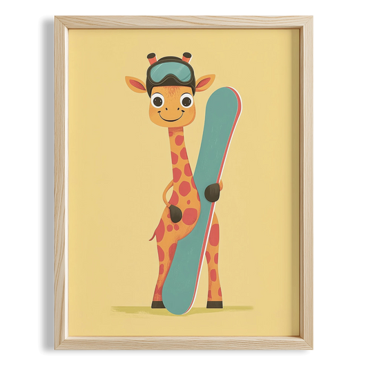 Snowboardcu Zürafa II - Sarı Fon
