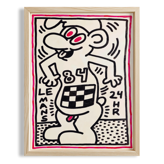 Satrançlı Figür - Keith Haring Ahşap Duvar Tablosu
