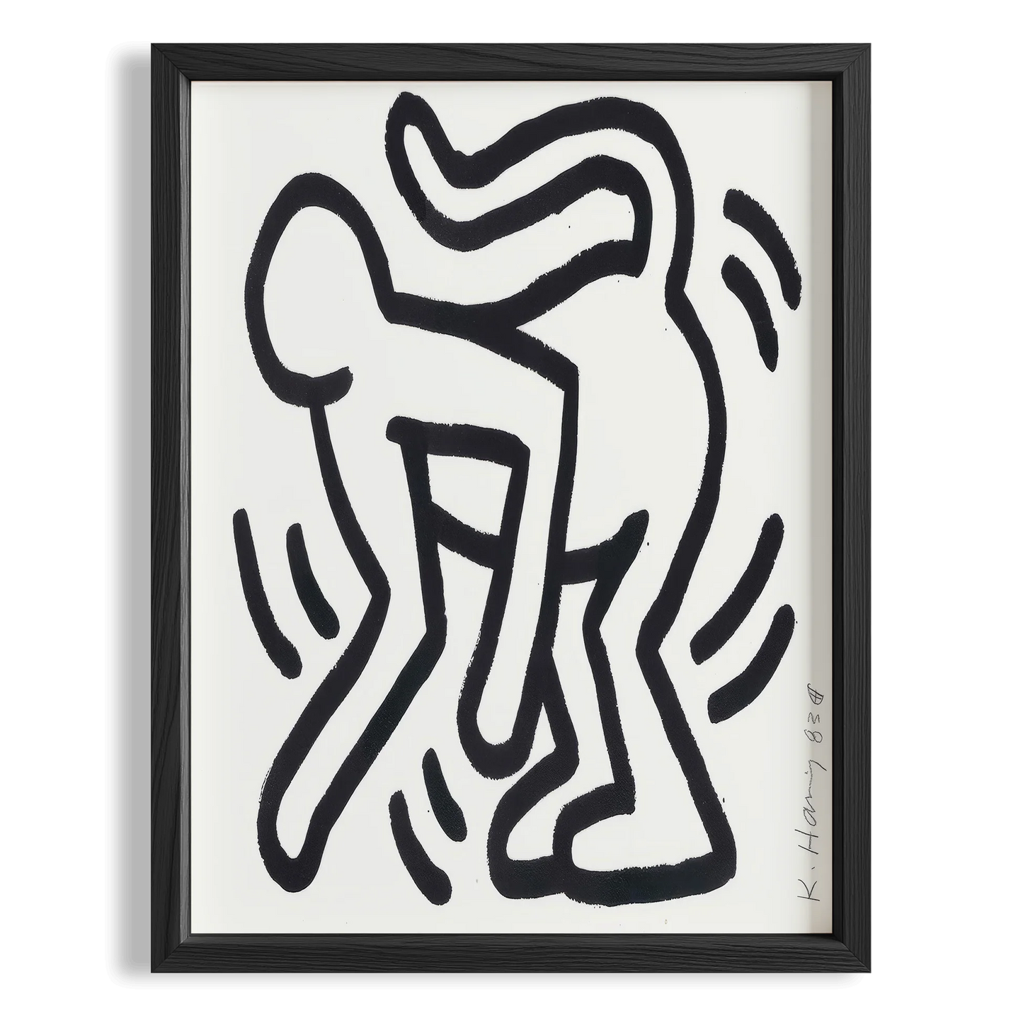 Dans Eden Çift - Keith Haring Ahşap Duvar Tablosu