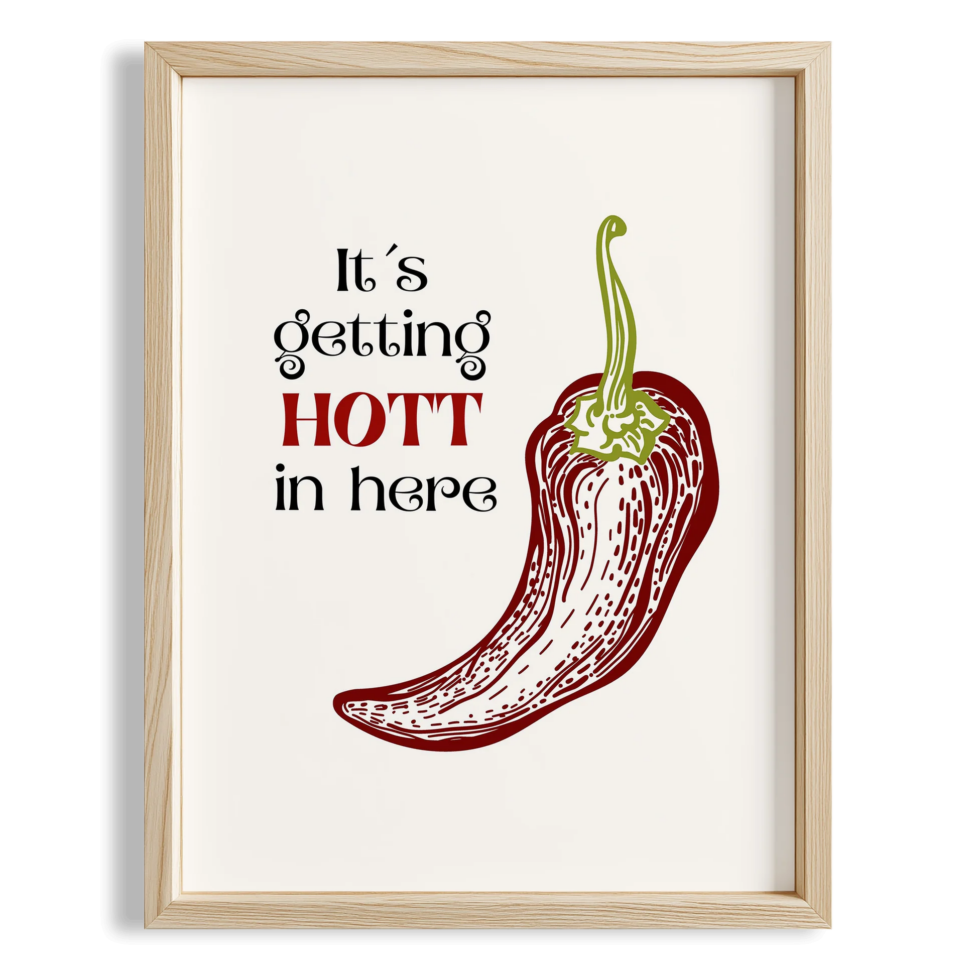 It's Getting Hot in Here Chilli Acı Biber Tipografi Mutfak Duvar Tablosu